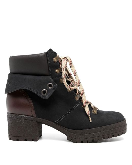 See By Chloé Eileen Lace-up Boots in Black | Lyst