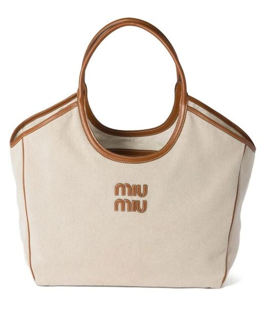 Bolso shopper Ivy Miu Miu de color Natural