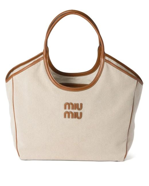 Bolso shopper Ivy Miu Miu de color Natural