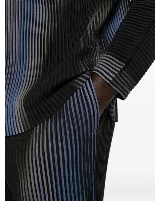 Homme Plissé Issey Miyake Blue Plissé-Effect Printed Trousers for men
