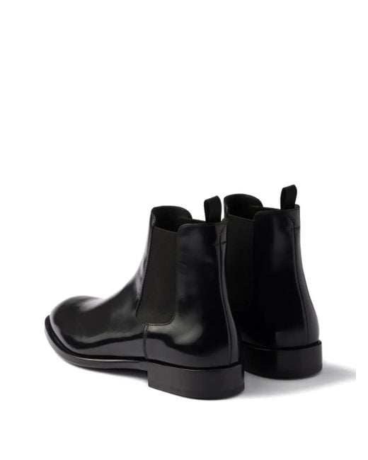 Prada Black Elastic-Gusset Chelsea Boots for men
