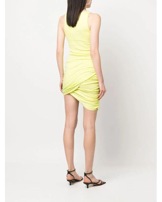 Gcds Yellow Gathered-Detail Sleeveless Cotton Dress