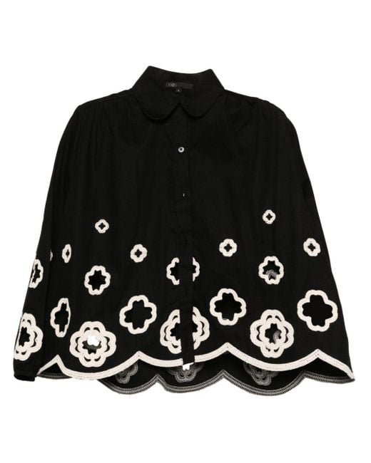 Maje Black Logo-embroidery Cotton Blouse