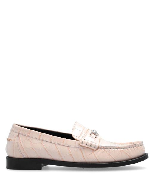 Versace Natural Crocodille-effect Loafers