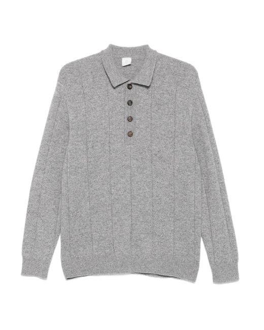 Eleventy Geribbeld Poloshirt in het Gray voor heren