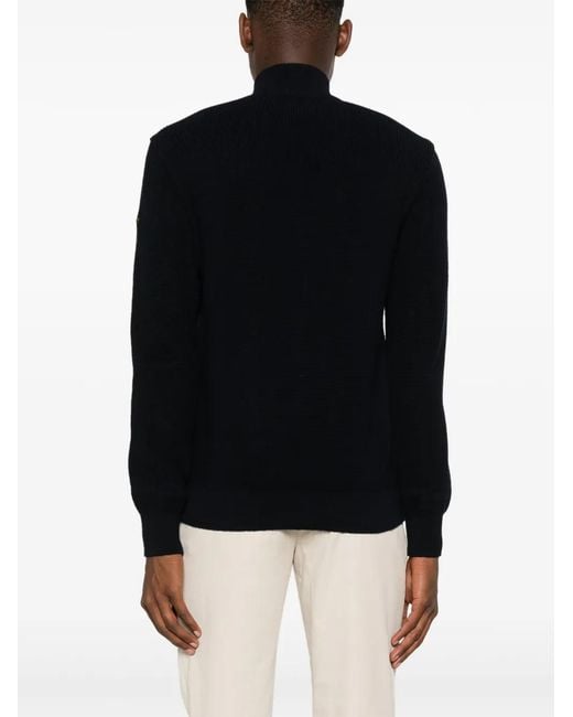 Paul & Shark Black Zip-Up Cardigan for men
