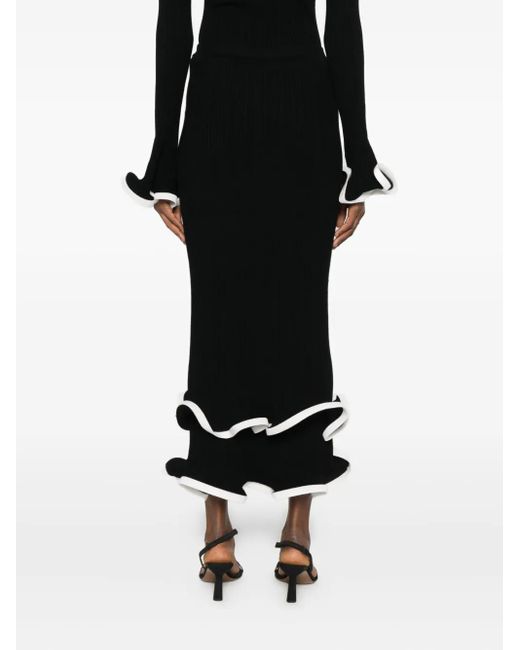 Jonathan Simkhai Black Ruffled Midi Skirt