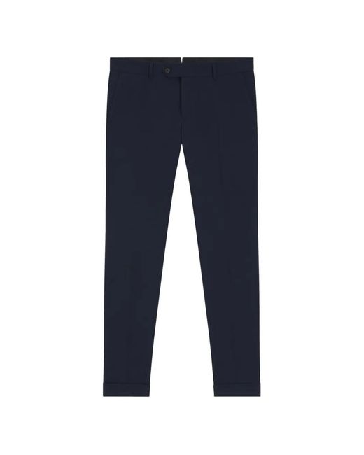 Boss Blue Cuffed-Hem Slim-Fit Trousers for men
