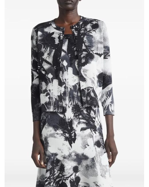 McQueen Gray Floral-Print Cardigan