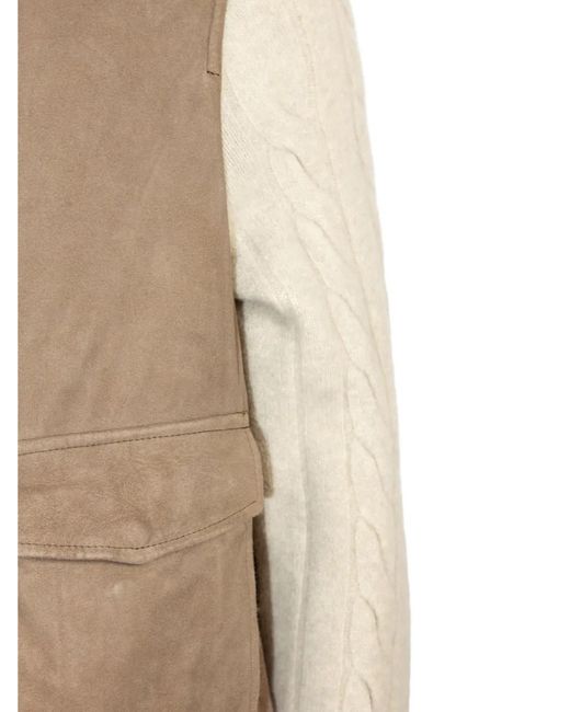 Volfagli Natural Arena Cable-Knit Suede Jacket for men