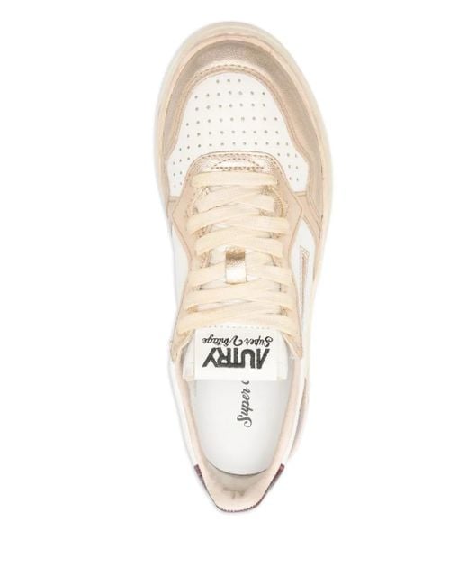 Autry Natural Super Vintage Low Metallic Leather Sneakers