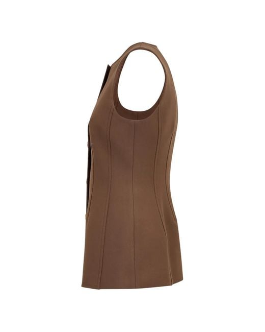 Veronica Beard Brown Jessup Buttoned Waistcoat