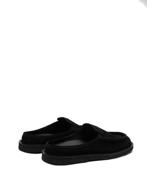 Referenc Black Suede Square Toe Slides for men