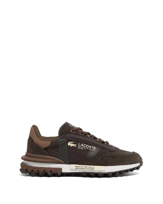 Lacoste Brown Elite Active Suede Panelled Sneakers for men