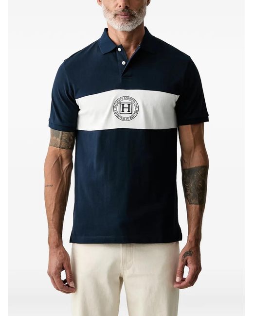 Hackett Blue Logo-Embroidered Buttoned Polo Shirt for men