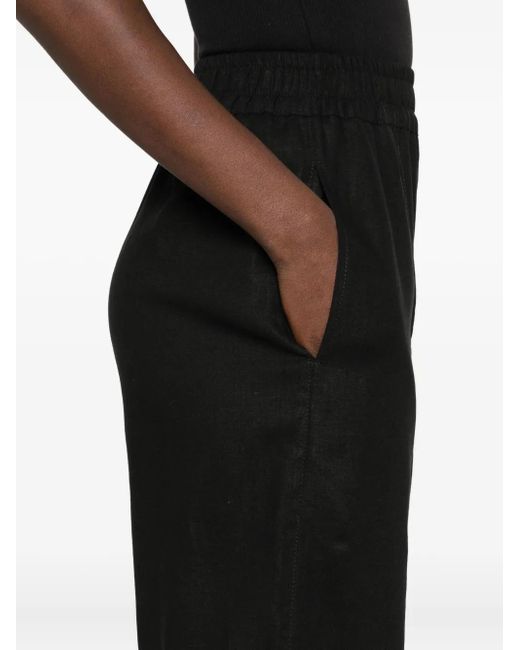 Hamza Black Skipper Linen Flared Trousers
