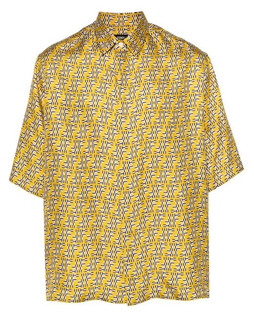 Fendi Yellow Ff-Print Shirt for men