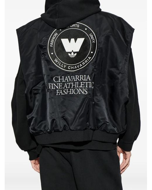 Adidas Black Chavarria Logo-Embroidered Reversible Jacket for men