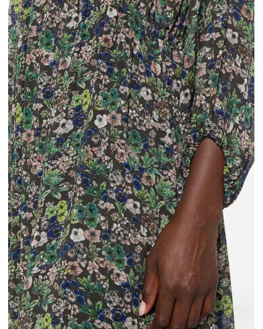 Marc O' Polo Green Floral-Print Midi Dress