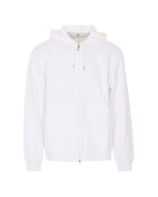 Brunello Cucinelli White Zip-up Hoodie for men
