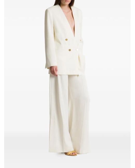 Alberta Ferretti White Double-Breasted-Button Jacket