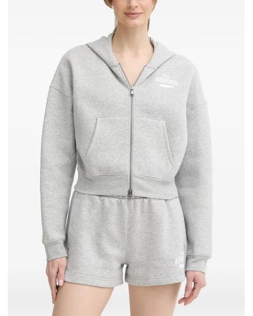 Under Armour Gray Logo-Print Zip-Up Hoodie