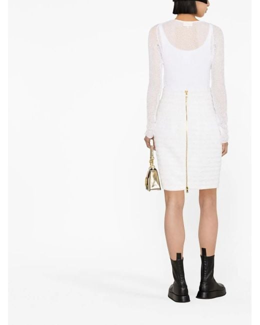 Falda de tubo con doble botonadura Balmain de color White