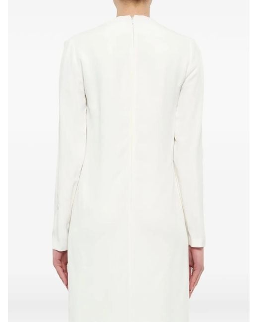 Lanvin White V-Neck Front-Slit Maxi Dress