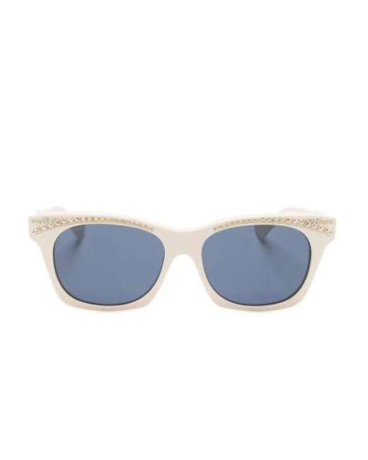 Gucci Blue Crystal-Embellished Wayfarer Sunglasses