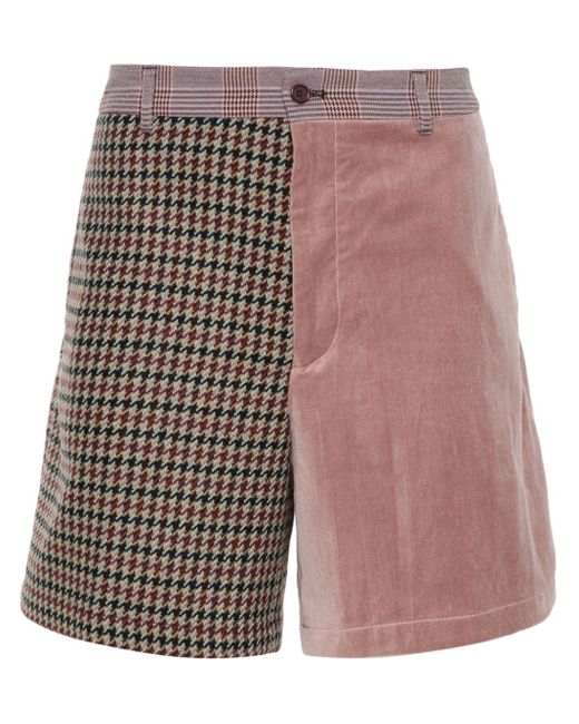 Acne Pink Patchwork-design Wool-blend Shorts