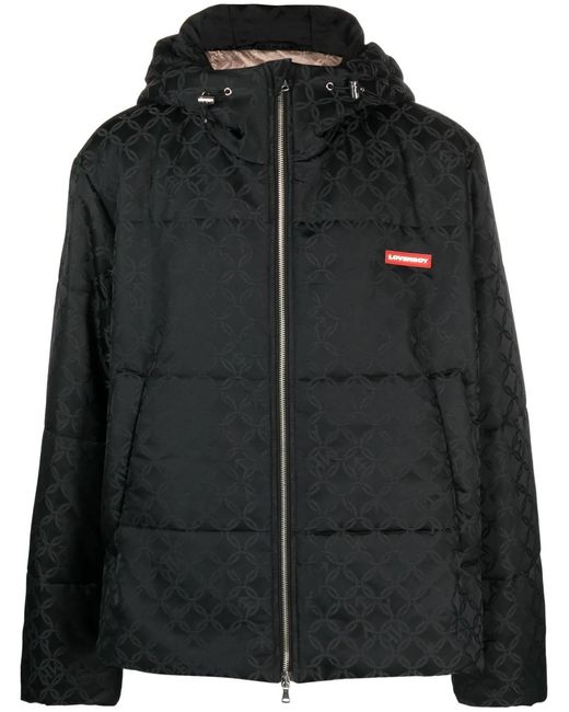 Charles Jeffrey Black Kitty Monogram-Print Padded Jacket