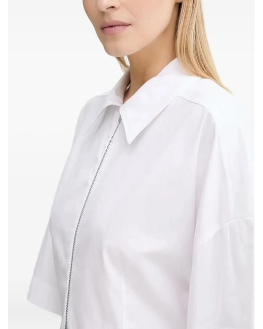 Won Hundred White Zip-Front Collared Shirt