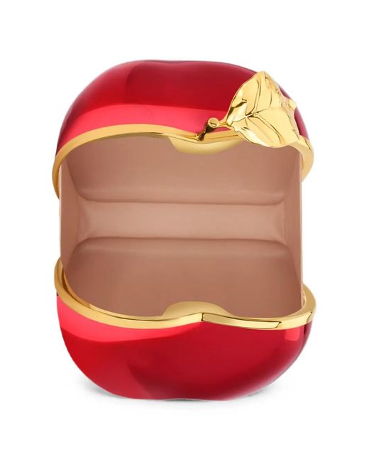 Oscar de la Renta Red Apple-Shaped Clutch Bag