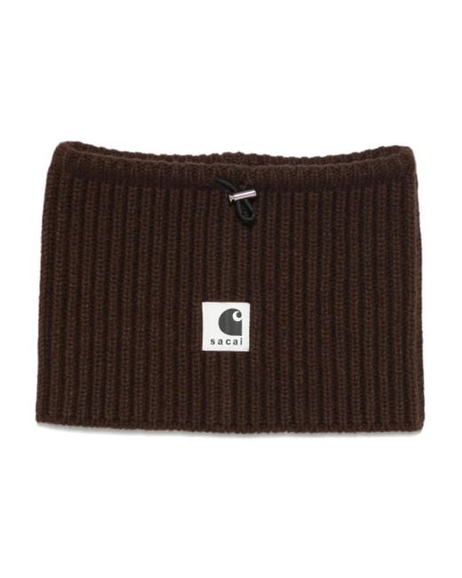 X Carhartt Scaldacollo Wip A Coste Con Logo di Sacai in Brown