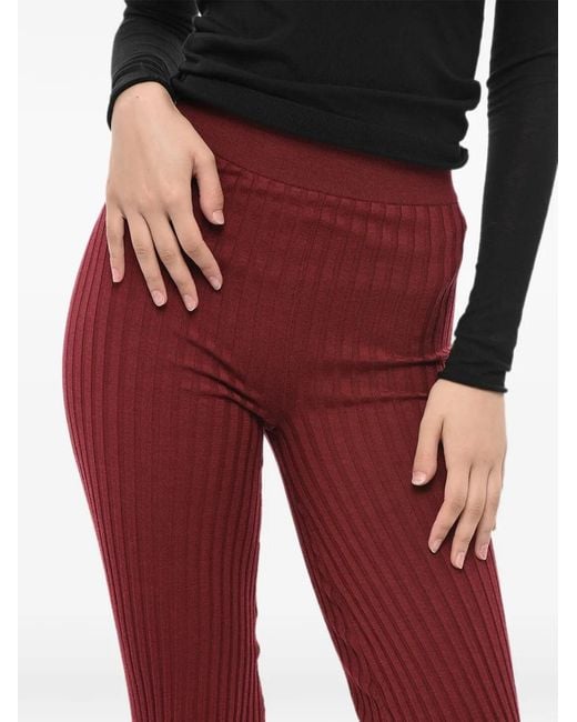 Stella McCartney Red Ribbed-Knit Side-Slit Trousers