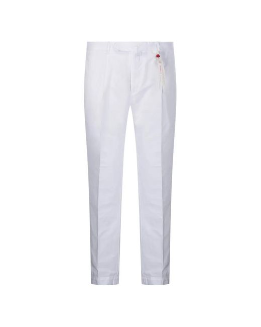 Santaniello White Pleated Tapered Trousers for men