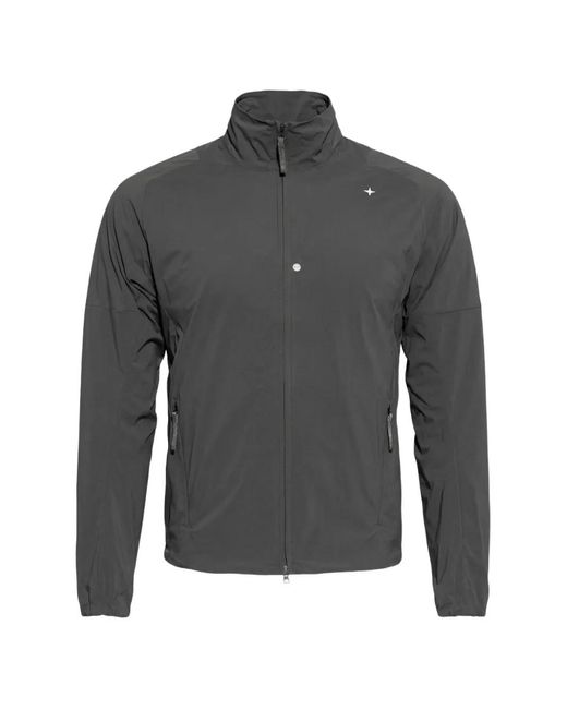 Stone Island Gray Zip Embroidered Jacket for men