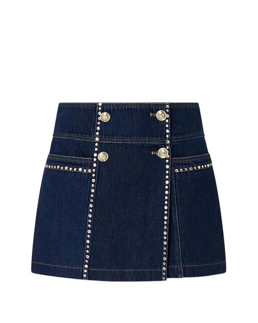 Liu Jo Blue Skirt-Pants With Rhinestones