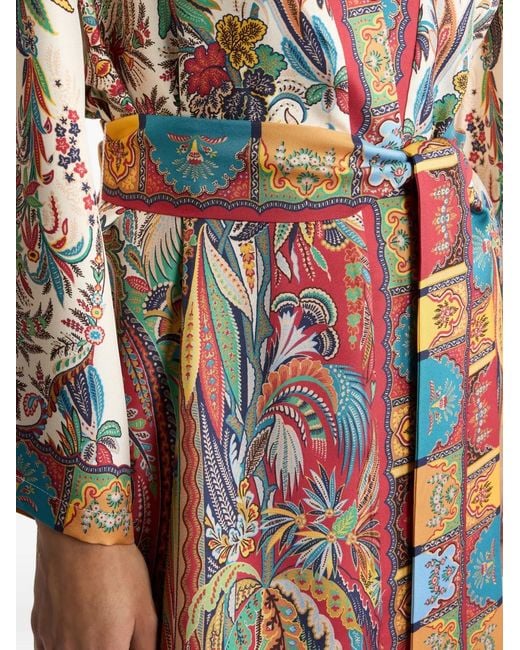 Etro White Fringed Silk Oversized Jacket