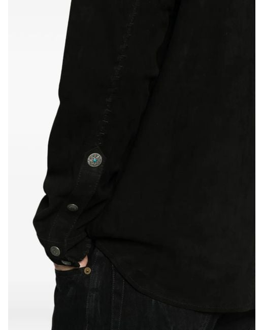 Antik Denim Black Whipstitch-Detail Western-Style Shirt for men
