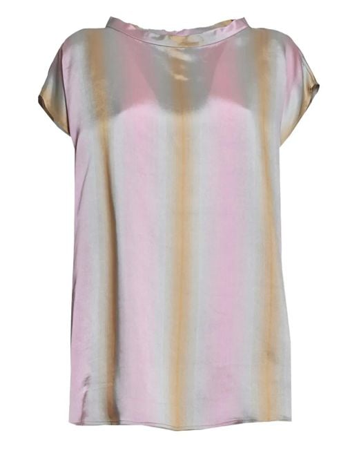 Aspesi Pink Stripe-Print Short-Sleeves Top