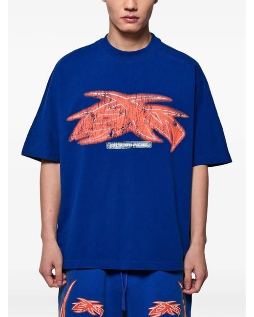 GODMADE Blue Gm Vivid Graphic-Print T-Shirt for men