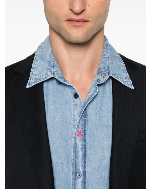 Paul Smith Blue Press-Stud Denim Shirt for men