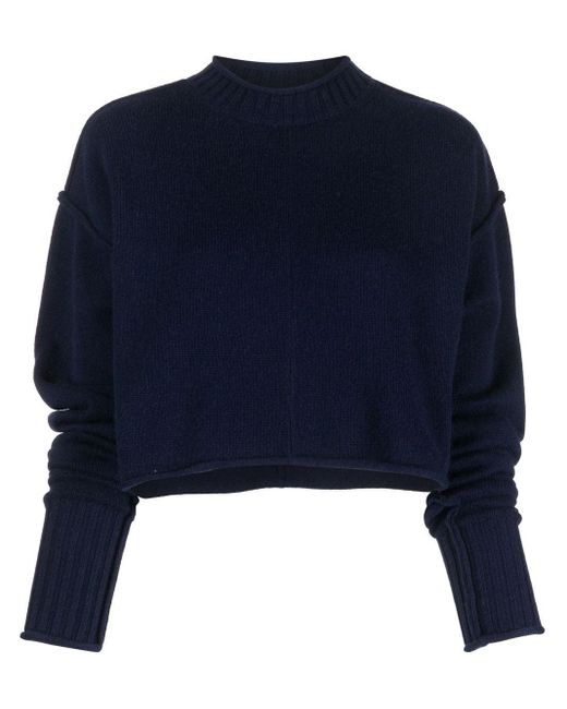 Sportmax Blue Gerippter Cropped-Pullover