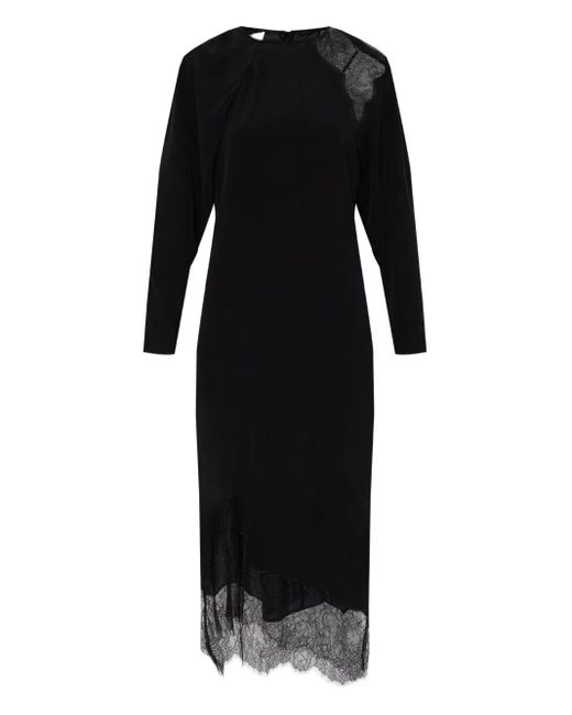 IRO Black Adima Lace-Panel Midi Dress