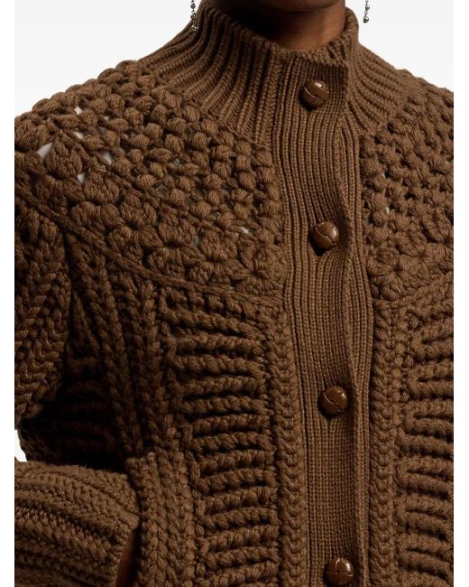 Ralph Lauren Brown Cashmere Hand-Knit Yoke Cardigan
