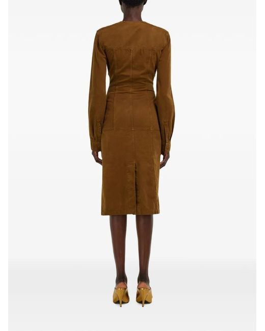Ferragamo Natural Washed Gabardine Midi Dress