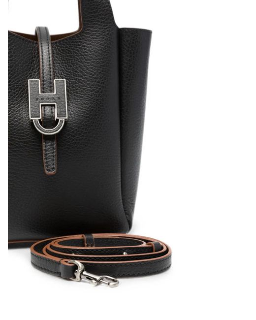 Hogan Black Mini Logo-Plaque Tote Bag