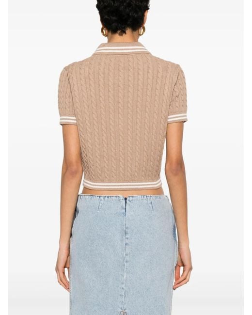 Alessandra Rich Natural Cable-Knit Polo Shirt