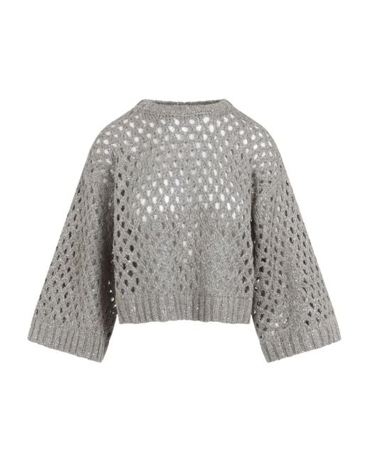 Brunello Cucinelli Gray Rete Sweater